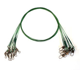 10pcs fishing wire leaders with swivels and snaps in black color